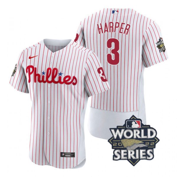 Phillies 3 Bryce Harper White Nike 2022 World Series Flexbase Jersey->philadelphia phillies->MLB Jersey